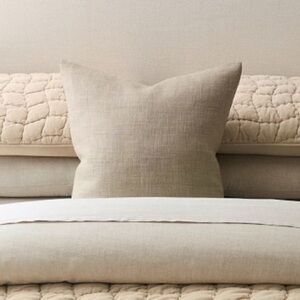 Pottery Barn SET 2-Libeco Belgian Linen 24 x 24" Pillow Cover, Dark Flax-NEW